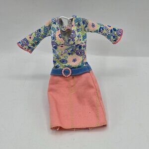 Barbie Doll Vintage Floral Top Pink Skirt Dress Outfit Genuine B Label
